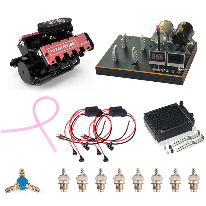 V8 Engine With Starter Kit Stand and Accessories