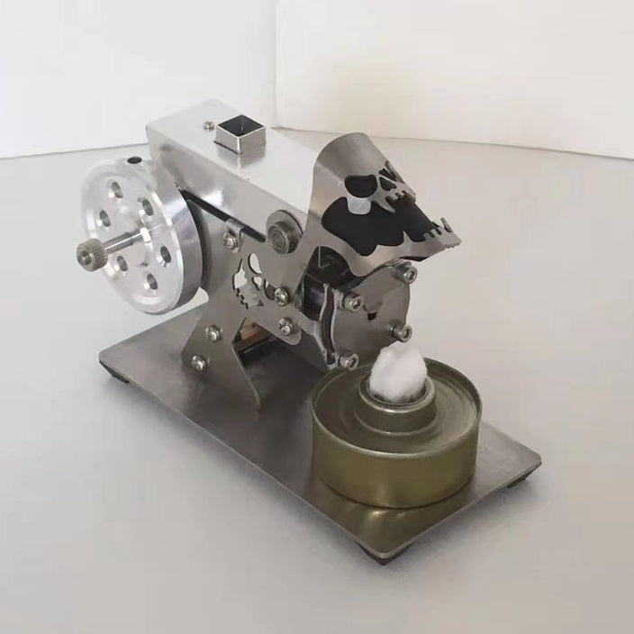 Vacuum Stirling Engine Model Flame Licker with Skeleton Windshield