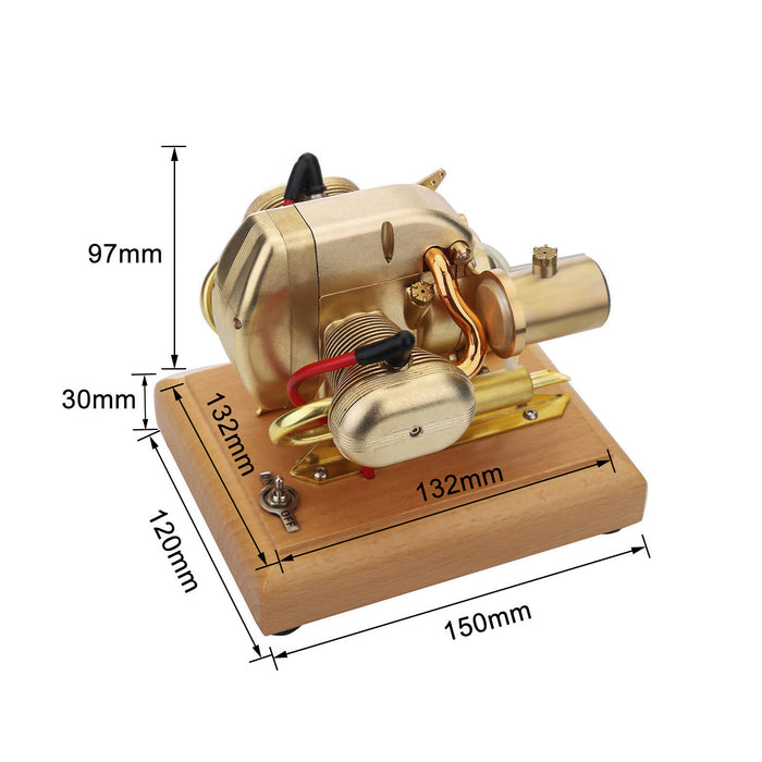 Mech Artisans | R90S 3.2cc Mini Gasoline Engine 2-Cylinder Four-Stroke Motorcycle Internal Combustion Engine (ICE) Model