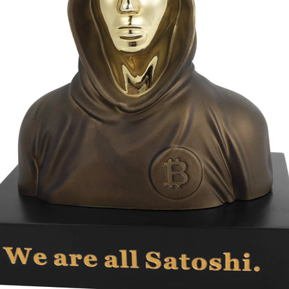 HumblePleb Bitcoin Satoshi Nakamoto Statue - Resin & Bronze Tabletop Decor, 2024 Edition