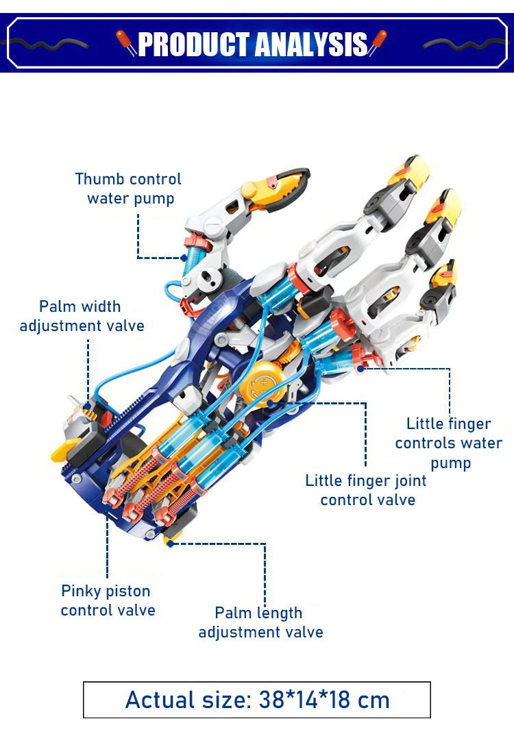 Hydraulic Cyborg Hand -  Educational Assembly Toy for Kids - Boys Birthday Gift