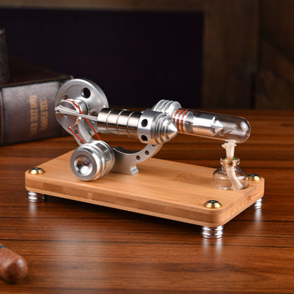 Single Cylinder Stirling Engine Model with LED Light Science Experiment Teaching Collection γ-shape