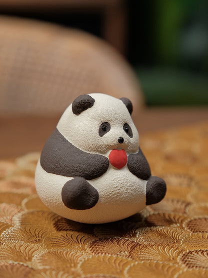 Big Panda HuaHua Wobbly Doll Plush Toy Trendy Figurine Handcrafted Original Zisha Clay Ceramic Exquisite Gift