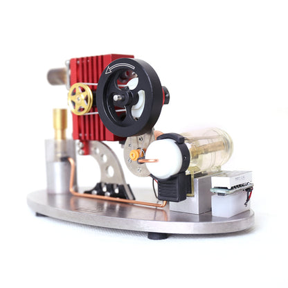 α Type 2 Cylinder Rocker Arm Linkage Stirling Engine Generator Model with LED and Display