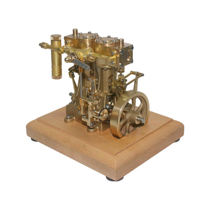 M30B Mini Vertical Double-cylinder Reciprocating Steam Engine Model Toys with Speed Reducer