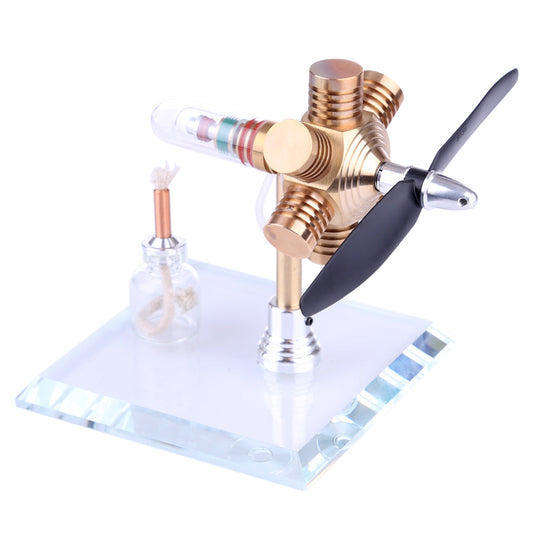 Hexagonal Shape Free-piston Stirling Engine Model Toys with Propeller