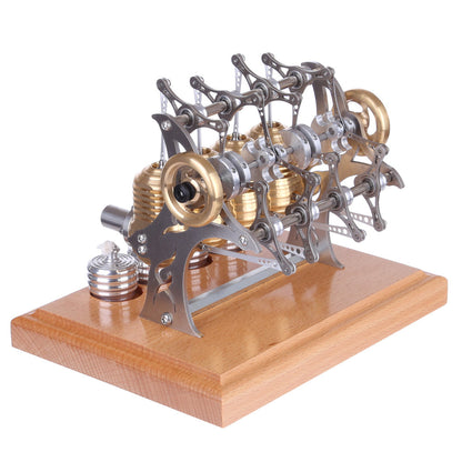 Full Metal 4 Cylinder Assembled Stirling Engine Model Toy