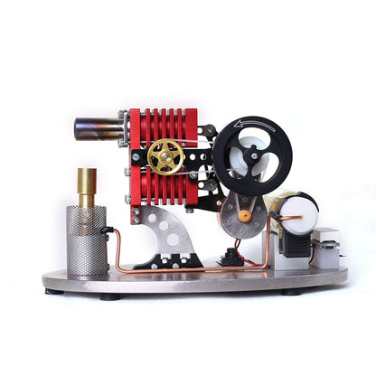 α Type 2 Cylinder Rocker Arm Linkage Stirling Engine Generator Model with LED and Display