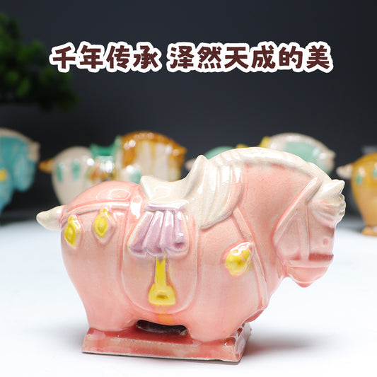 Luoyang Tang Sancai Cultural Creative Little Fat Horse Office Desk Ornament Handmade Ceramic Craft Souvenir Gift