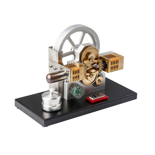 Hot Air Stirling Engine Generator Model - Horizontally Opposed Diamond Structure Gear Drive