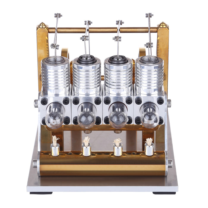 Stirling Engine Kit Domineering All Metal 4 Cylinder Stirling Engine Model Gift for Collection