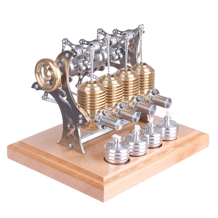 Full Metal 4 Cylinder Assembled Stirling Engine Model Toy