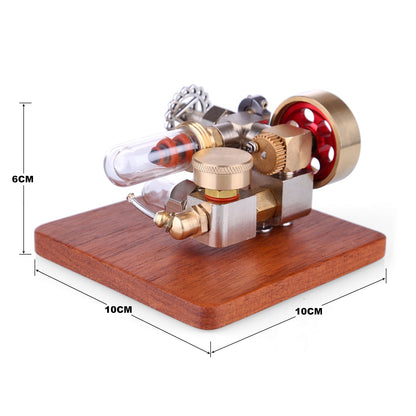 Mini Integrated Hot Air Stirling Engine Model with Wooden Base Science Educational Toy