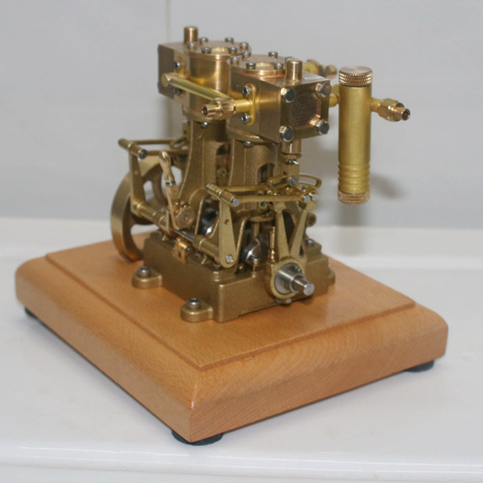 M30B Mini Vertical Double-cylinder Reciprocating Steam Engine Model Toys with Speed Reducer