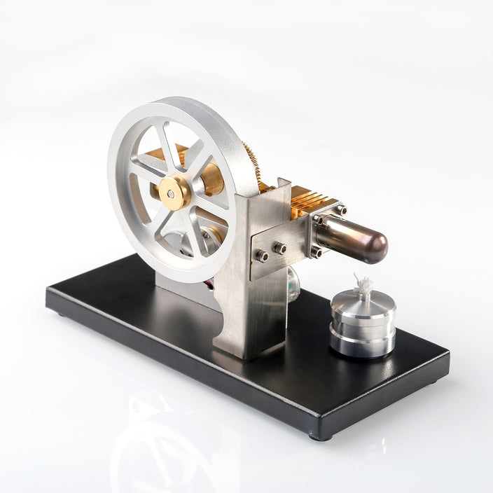 Hot Air Stirling Engine Generator Model - Horizontally Opposed Diamond Structure Gear Drive