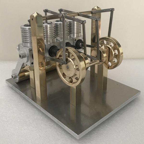 Stirling Engine Kit Domineering All Metal 4 Cylinder Stirling Engine Model Gift for Collection