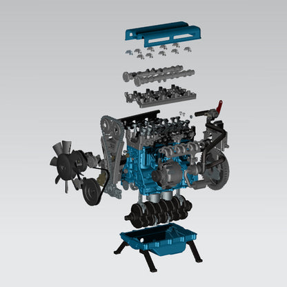 TECHING L4 Engine Model Kit that Works - Build Your Own Engine - Full Metal 4 Cylinder Car Engine Kit Car Engine Model