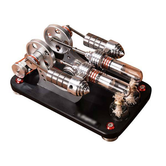 Two Cylinder Stirling Engine Kit  with Electricity Generator Model Collection Toys