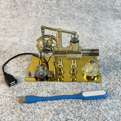 Stirling engine model - power generation+LED light