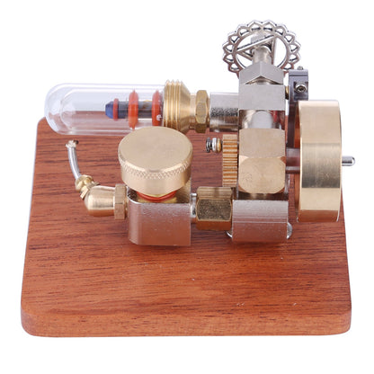 Mini Integrated Hot Air Stirling Engine Model with Wooden Base Science Educational Toy