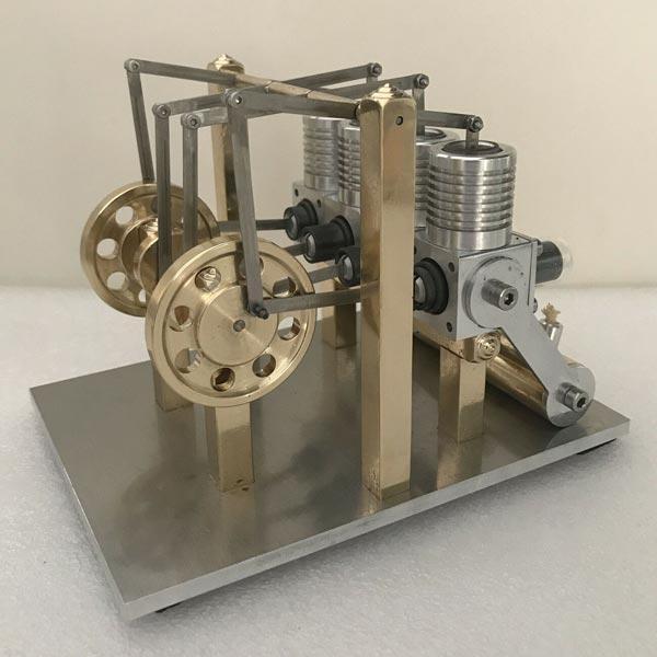 Stirling Engine Kit Domineering All Metal 4 Cylinder Stirling Engine Model Gift for Collection