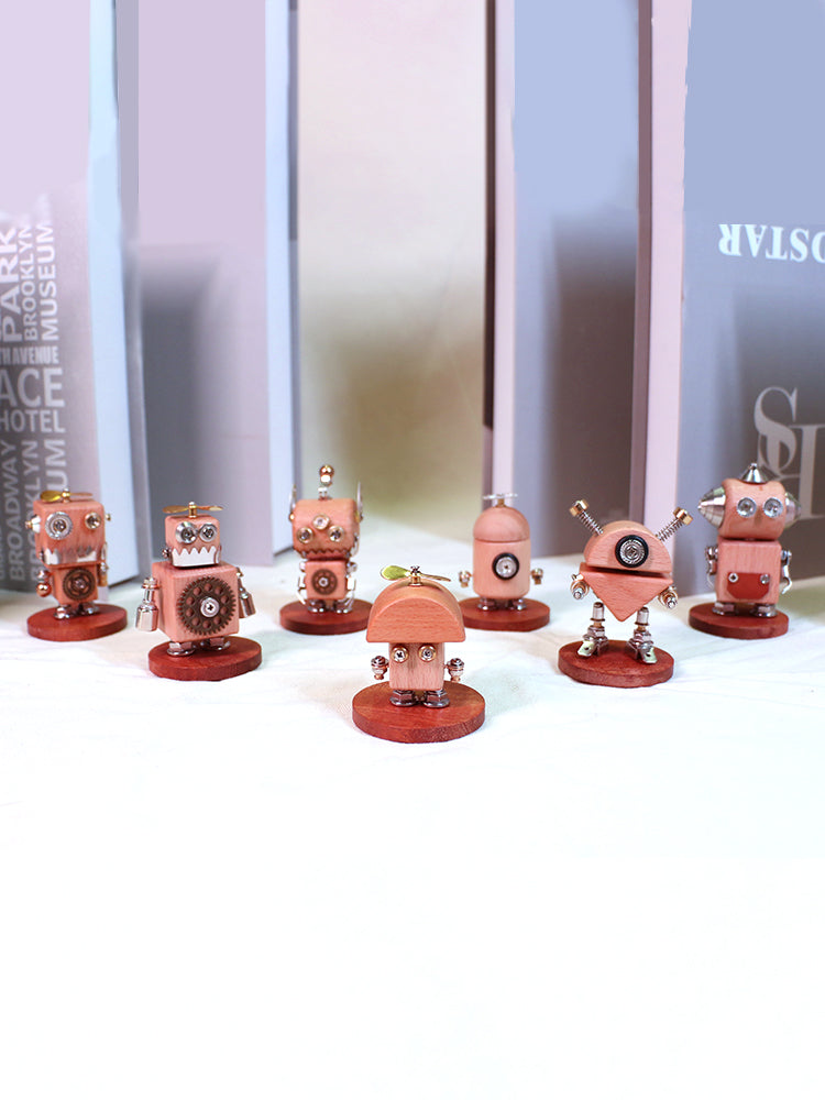 Punk Block Figures Blind Box Trendy Wooden Figures Metal Assembly Model Collectible Gift