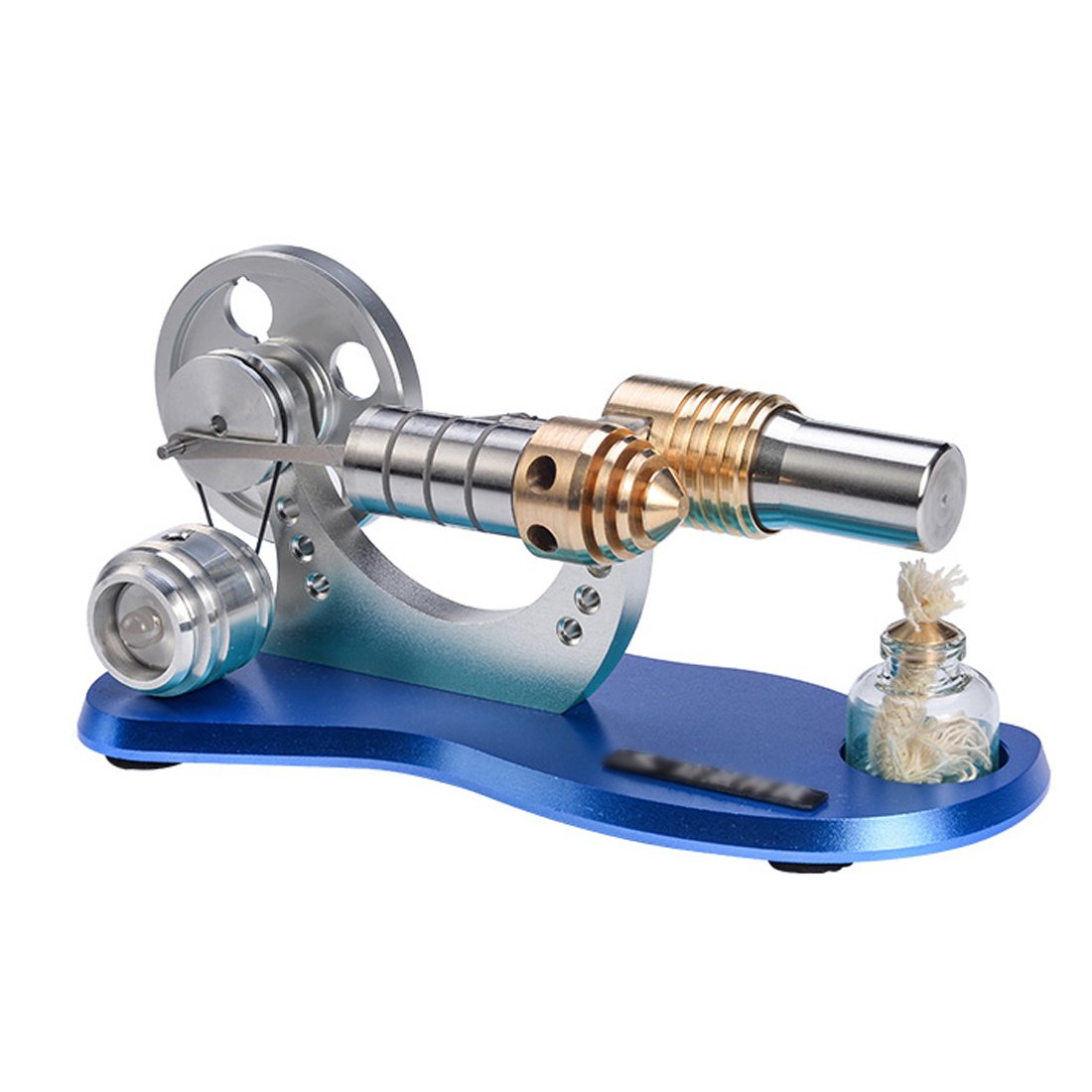 Metal Stirling Engine Electricity Generator Model with Alcohol Burner and LED Education Toy