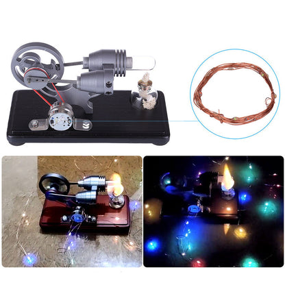 Retro γ-shape Stirling Engine Kit Generator with LED Lights