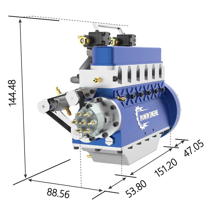 HOWIN L6-210 Engine 1/8 Scale 21cc Mini Inline 6 Cylinder 4 Stroke Water-cooled L6 Gasoline Engine Model Kit