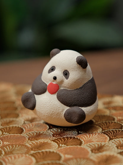 Big Panda HuaHua Wobbly Doll Plush Toy Trendy Figurine Handcrafted Original Zisha Clay Ceramic Exquisite Gift