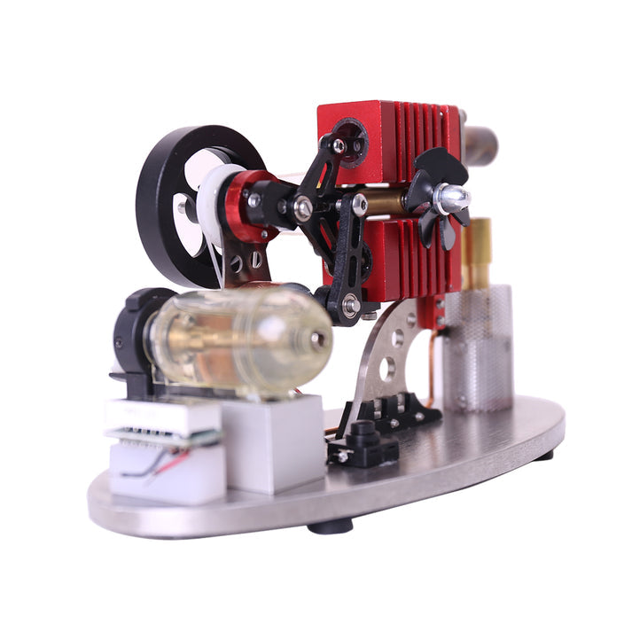 α Type 2 Cylinder Rocker Arm Linkage Stirling Engine Generator Model with LED and Display