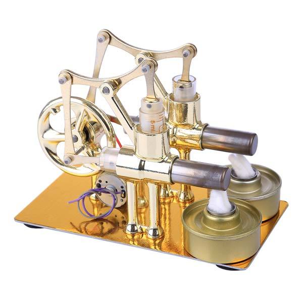 2 Cylinder Stirling Engine Electricity Generator with Bulb