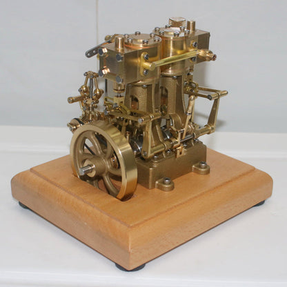 M30B Mini Vertical Double-cylinder Reciprocating Steam Engine Model Toys with Speed Reducer