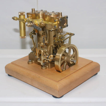 M30B Mini Vertical Double-cylinder Reciprocating Steam Engine Model Toys with Speed Reducer