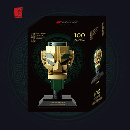 Sanxingdui Museum Creative Gold Mask Bronze Figure Children's Building Blocks Educational Assembly Toy Birthday