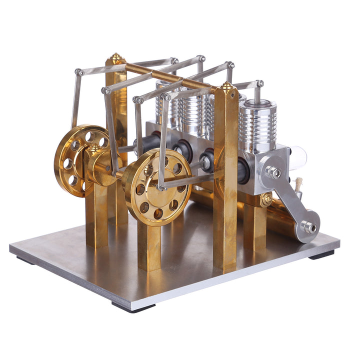 Stirling Engine Kit Domineering All Metal 4 Cylinder Stirling Engine Model Gift for Collection