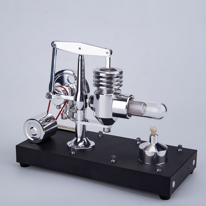 Metal Balance Hot-air Stirling Engine Model with LED Lighting Set Educational Toys Ideal Engine Model Gift for Your Kids