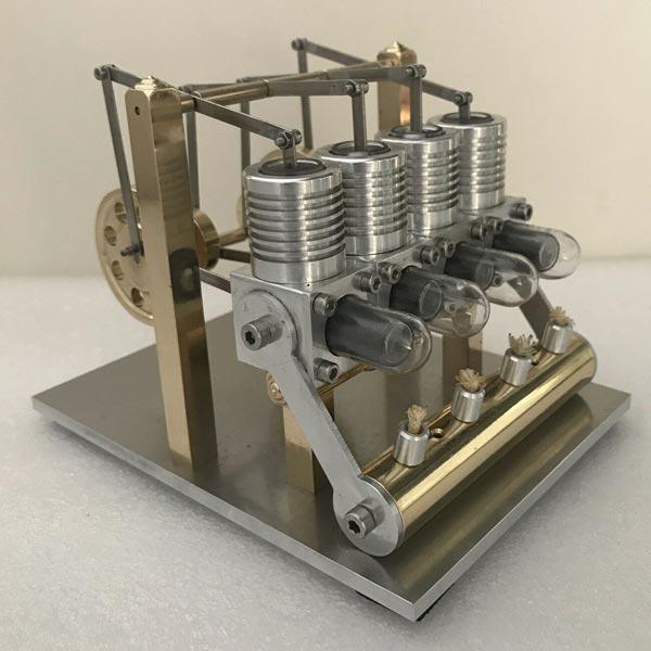 Stirling Engine Kit Domineering All Metal 4 Cylinder Stirling Engine Model Gift for Collection