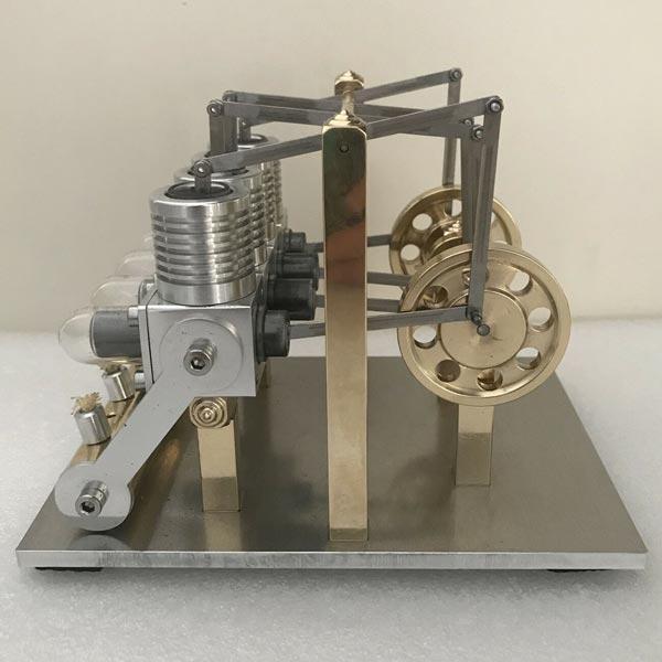 Stirling Engine Kit Domineering All Metal 4 Cylinder Stirling Engine Model Gift for Collection