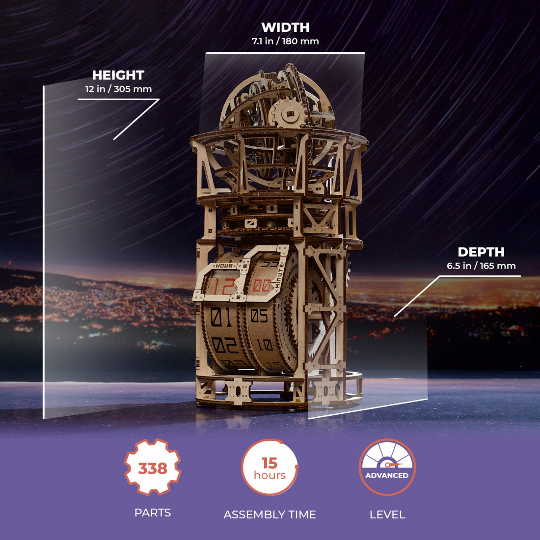 Ugears - Sky Watcher Tourbillon Table Clock mechanical model kit