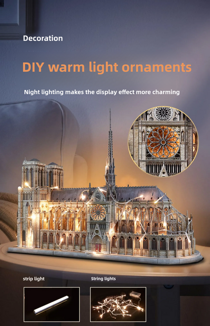 3D Puzzle Adult Large Assembly Ancient Building Model - Notre Dame Cathedral Paris - Gift Toy