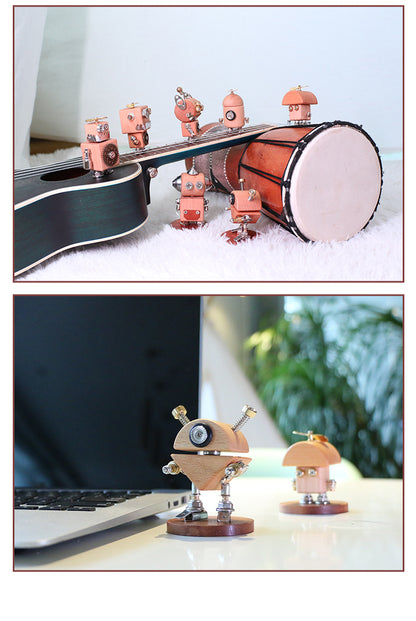 Punk Block Figures Blind Box Trendy Wooden Figures Metal Assembly Model Collectible Gift