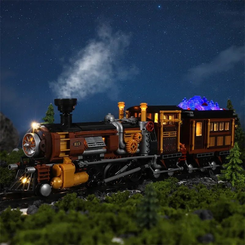 1056 - Piece Steampunk Ore Train Building Set with LED Lights - Funwhole F9006 DIY Model Kit - Mech Artisans