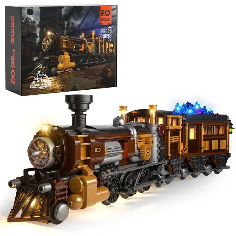 1056 - Piece Steampunk Ore Train Building Set with LED Lights - Funwhole F9006 DIY Model Kit - Mech Artisans