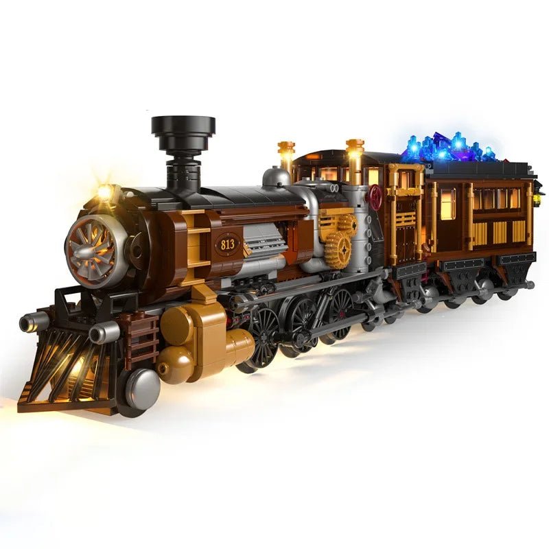 1056 - Piece Steampunk Ore Train Building Set with LED Lights - Funwhole F9006 DIY Model Kit - Mech Artisans