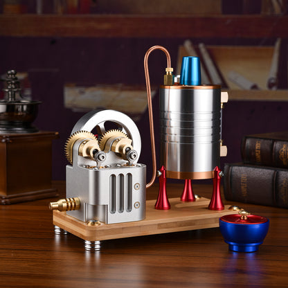 High-Precision Steam Engine Model Toy - A Rotating Wonder of Brass and Aluminum Alloy