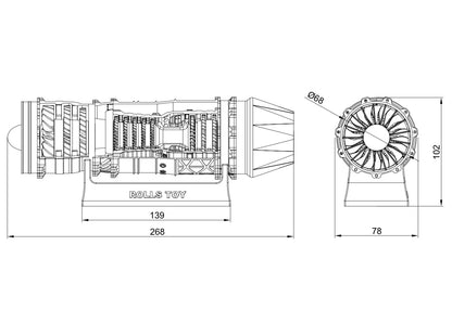 The WS-15 "Emei" Engine Model — Detailed Replica of the Core Power System of the J-20 Fighter Jet, 3D Printed with Illuminated Tail, Collectible Edition