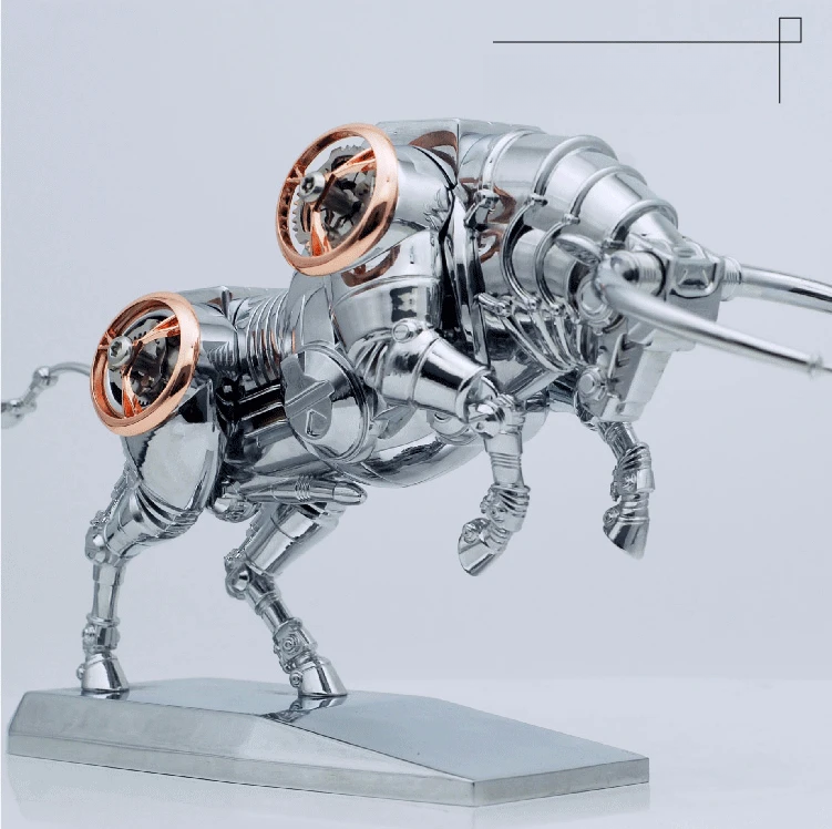 Bull Mechanical Model - Silver Armor Mechanical Bull - Stainless Steel Bull Assembly Model