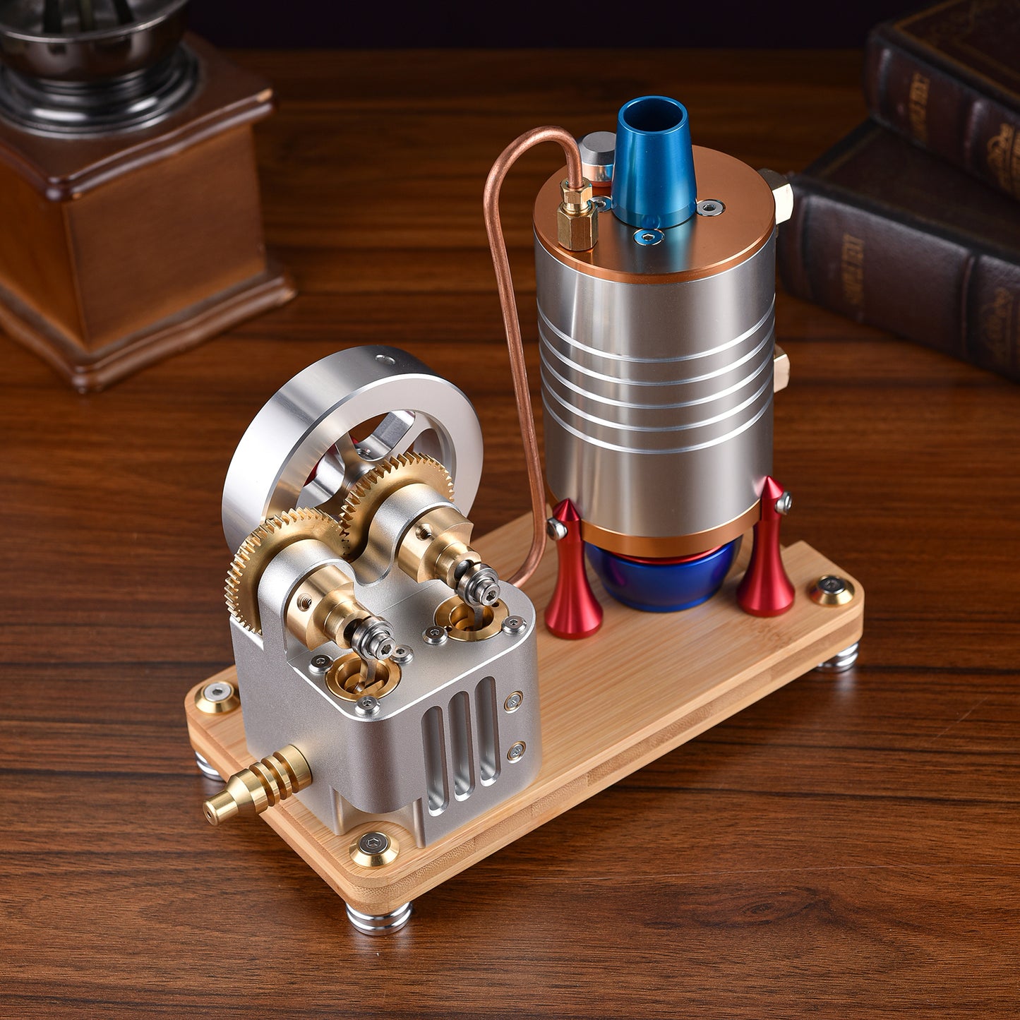 High-Precision Steam Engine Model Toy - A Rotating Wonder of Brass and Aluminum Alloy