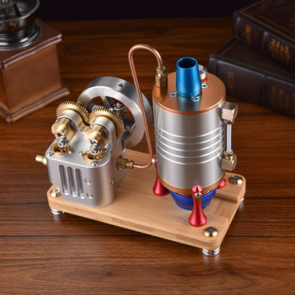 High-Precision Steam Engine Model Toy - A Rotating Wonder of Brass and Aluminum Alloy